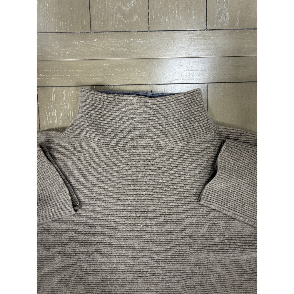 Vince Sweater Womens Large Oatmeal Wool Cashmere Mock Neck Ribbed Knit Classic - Picture 6 of 8